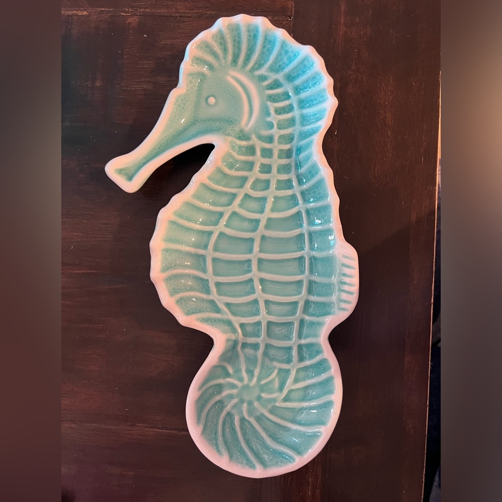 Teal Ceramic Sea Horse Jewelry/Trinket Dish